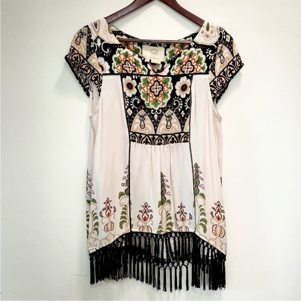 Anthropologie Vanessa Virginia Fringe Boho Top / Size Small